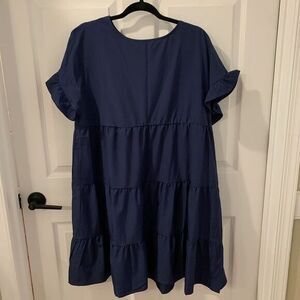 Women's Ruffled Short Sleeves Tiered Dress Loose Fitting Sz‎ XL  Navy Blue